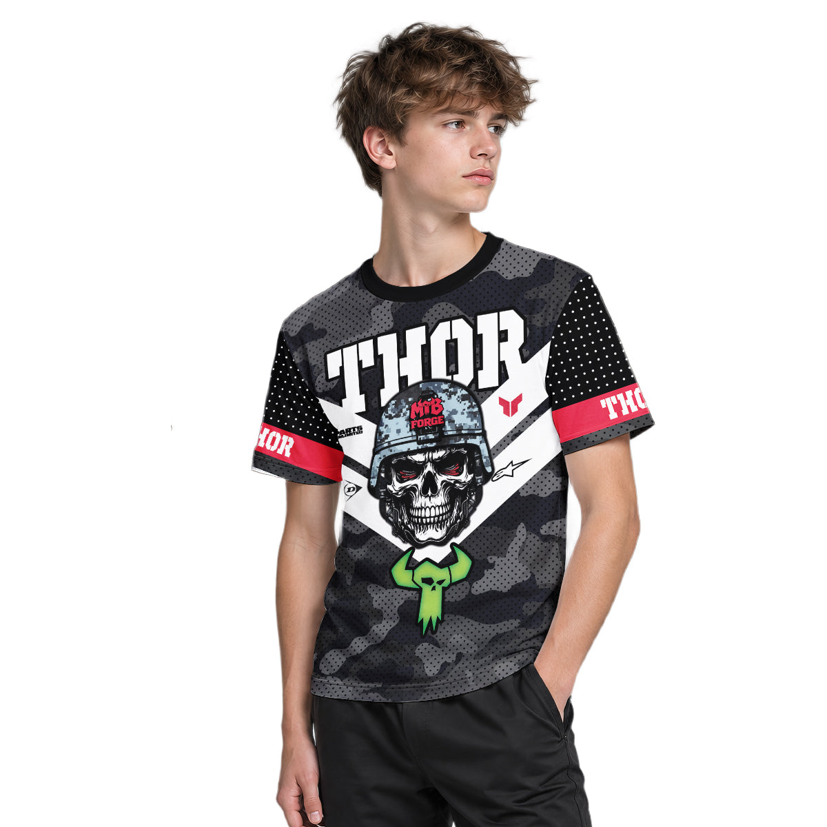Thor Skull Trooper Youth Short Sleeve Motocross Jersey – Boy Lifestyle View