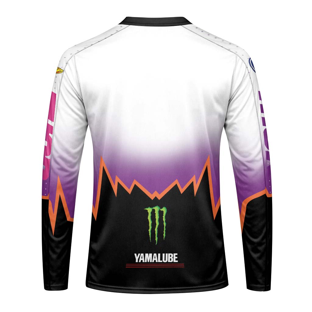 Thor Yamaha Monster Energy Purple Black Long Sleeve Motocross Jersey - back view mockup