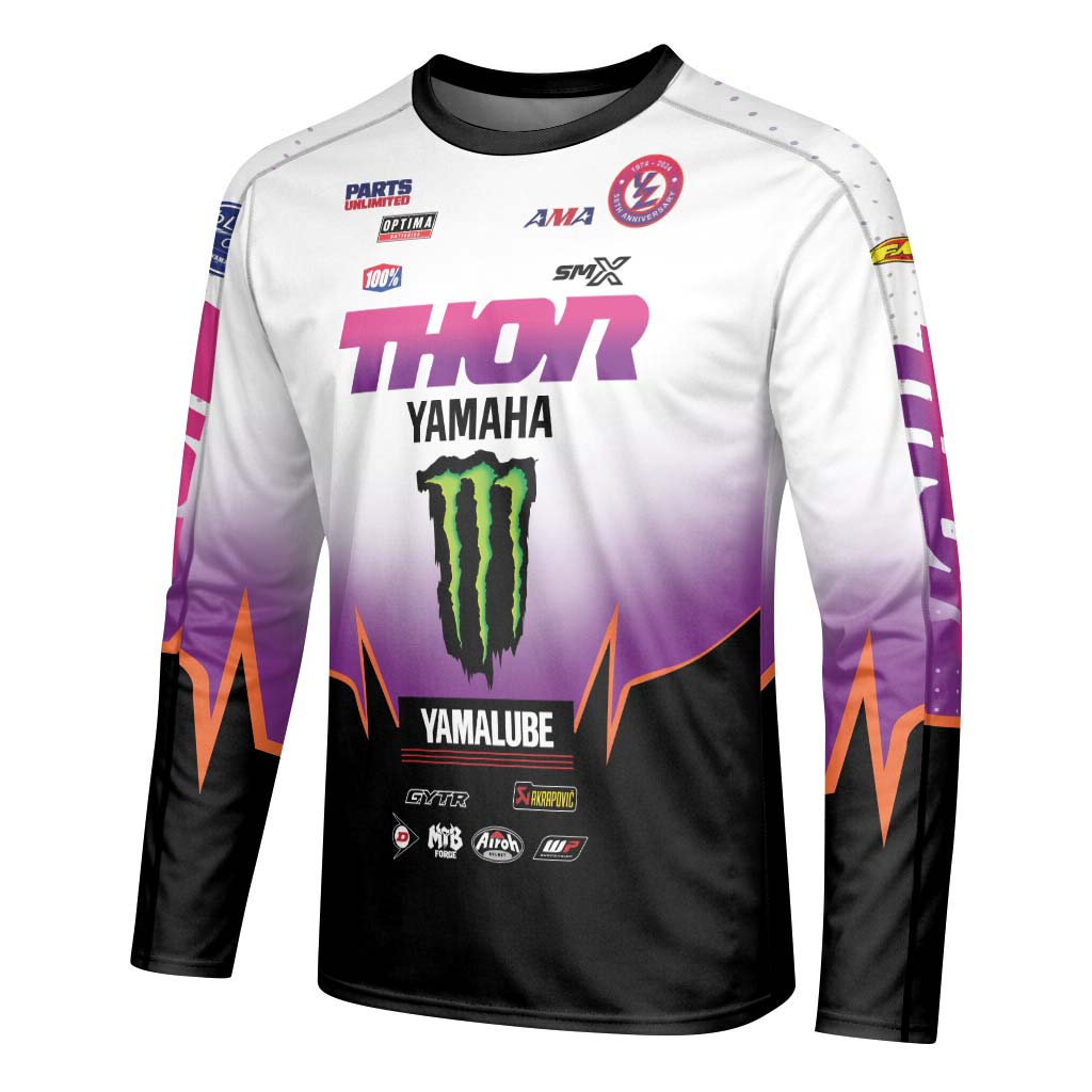 Thor Yamaha Monster Energy Purple Black Long Sleeve Motocross Jersey - left side mockup