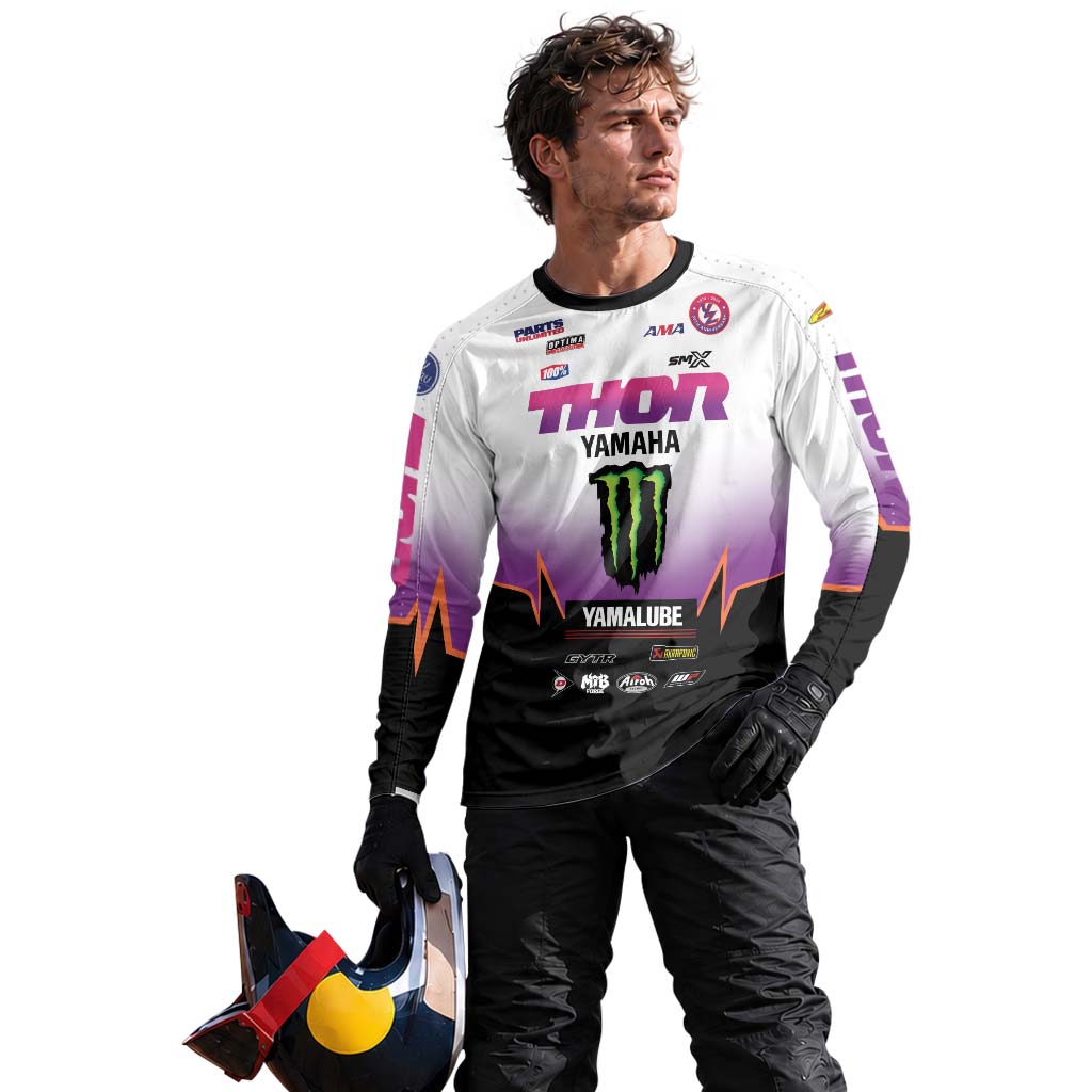 Thor Yamaha Monster Energy Purple Black Long Sleeve Motocross Jersey - lifestyle view