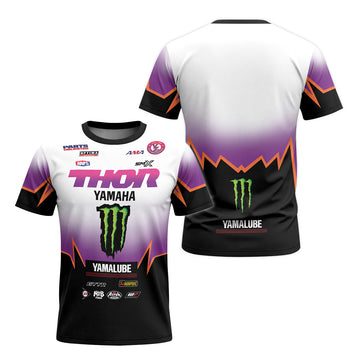 Thor Yamaha Monster Energy Purple Black Short Sleeve Motocross Jersey - front and back view