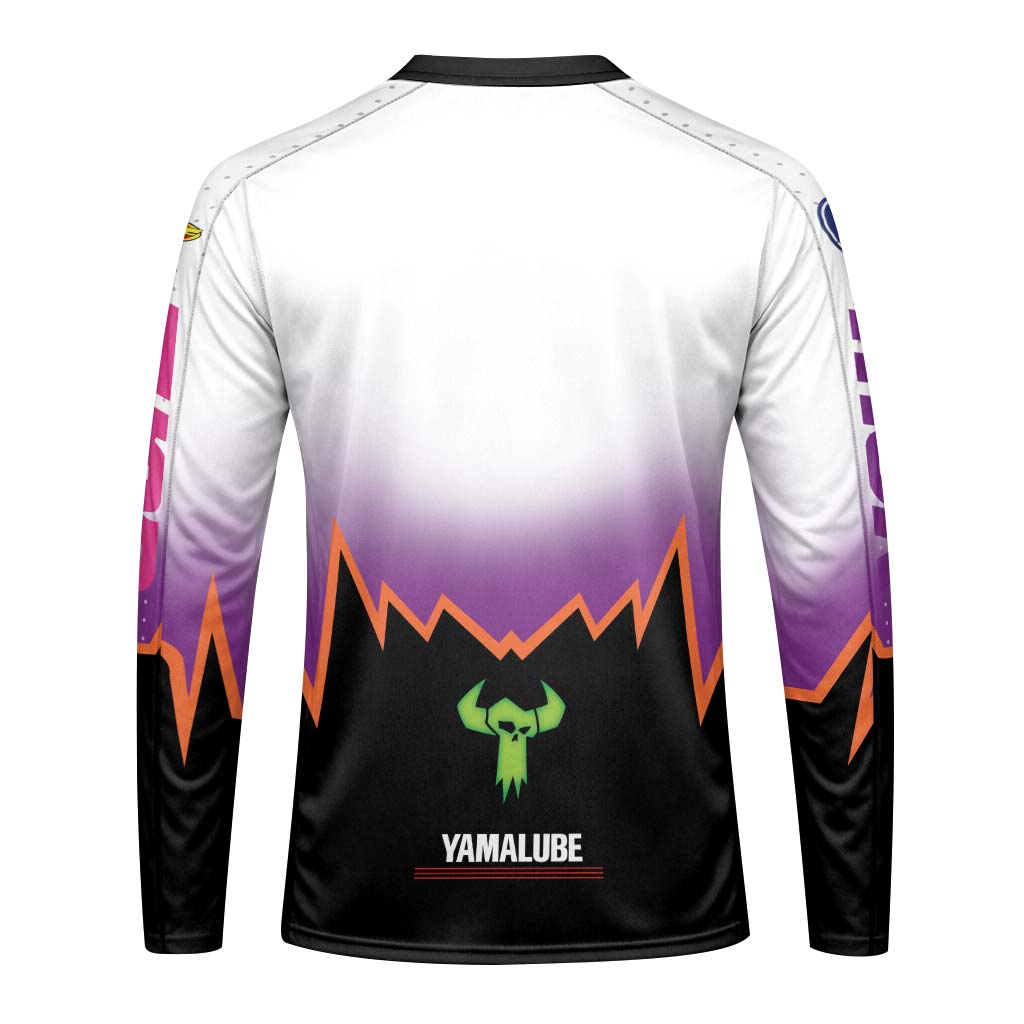 Thor Yamaha Purple Orange Factory Racing Long Sleeve Motocross Jersey – Back View Mockup