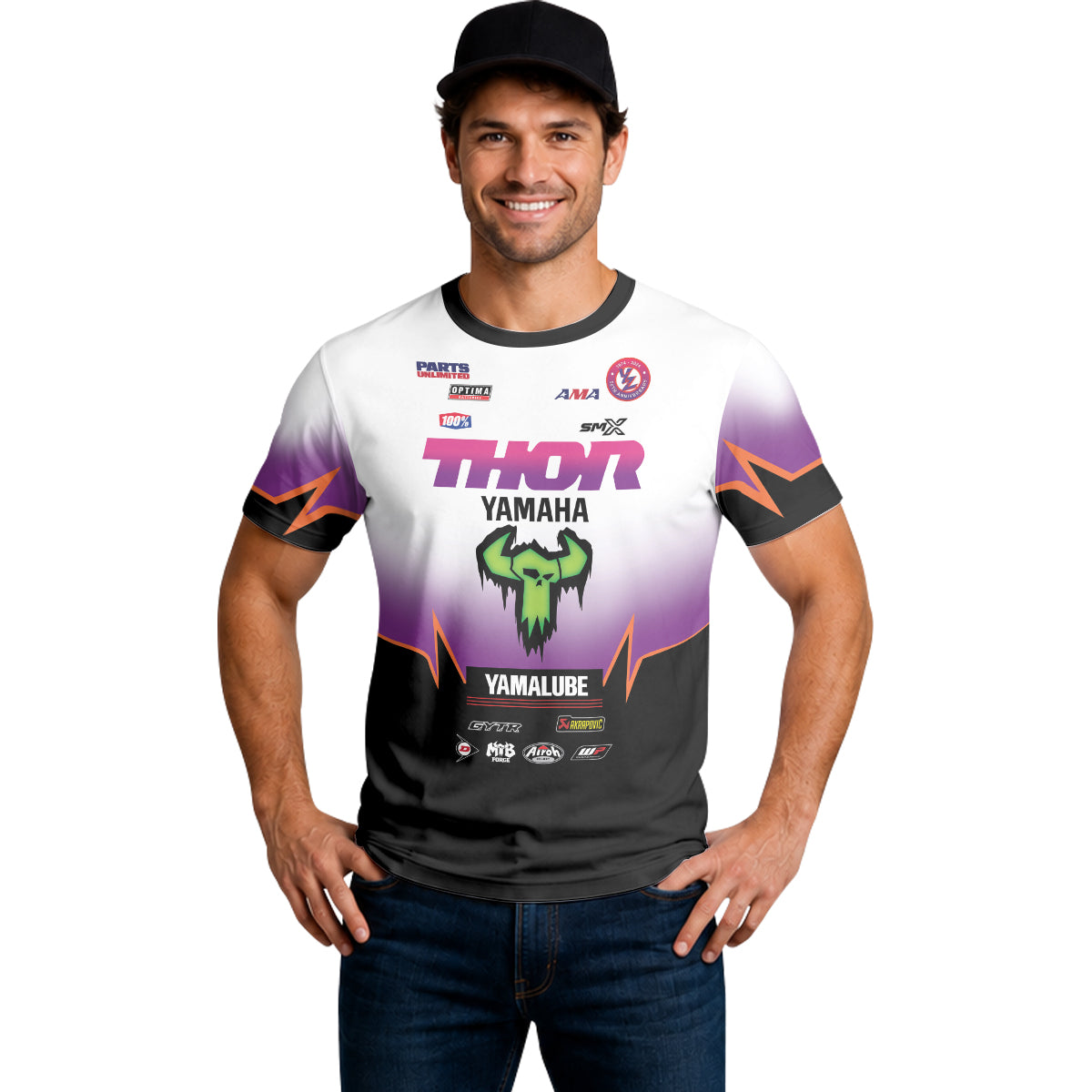 Thor Yamaha Purple Orange Factory Racing Short Sleeve Motocross Jersey – Lifestyle View
