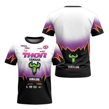 Thor Yamaha Purple Orange Factory Racing Short Sleeve Motocross Jersey – Front and Back View