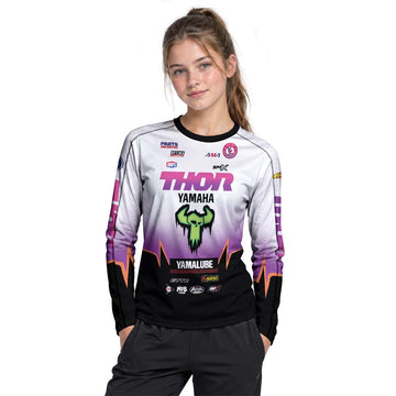 Thor Yamaha Purple Orange Factory Racing Youth Long Sleeve Motocross Jersey – Girl Lifestyle View