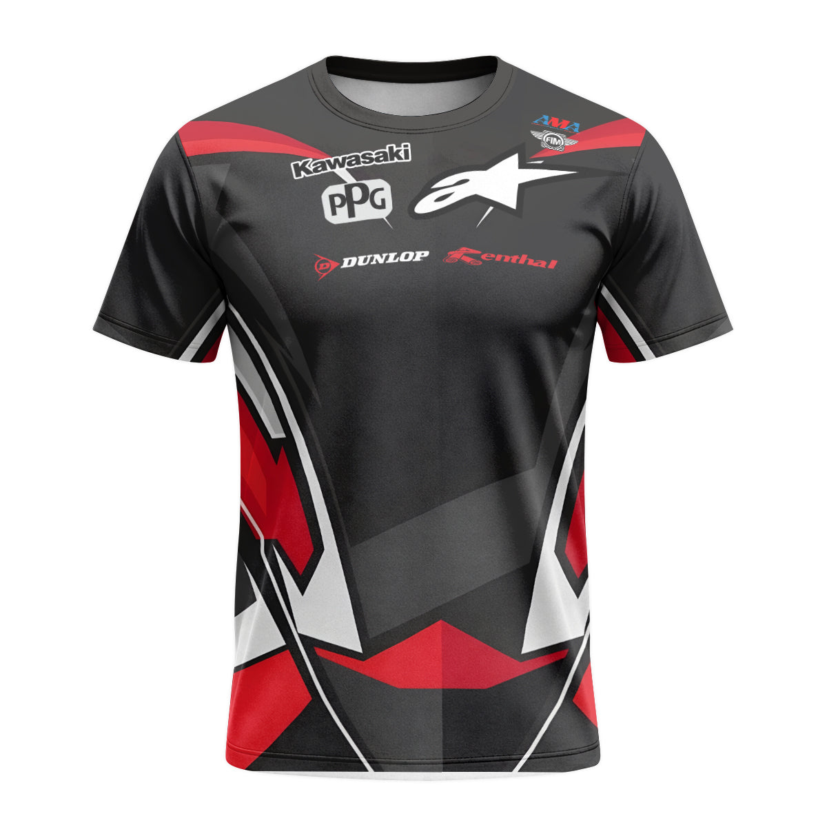 Tomac #3 Kawasaki Alpinestars Black Red Short Sleeve Motocross Jersey – Front View Mockup