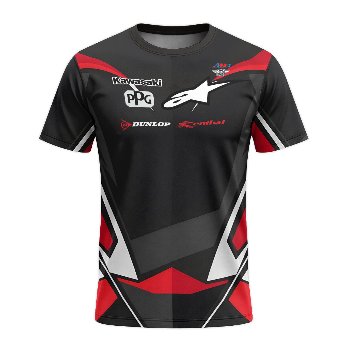 Tomac #3 Kawasaki Alpinestars Black Red Youth Short Sleeve Motocross Jersey – Front View Mockup