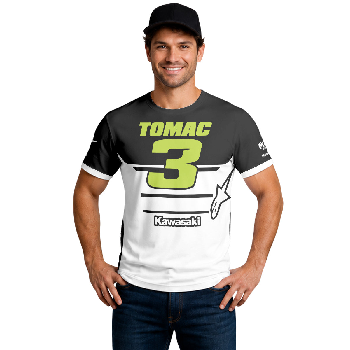 Tomac 3 Kawasaki Black White Short Sleeve Motocross Jersey – Lifestyle View