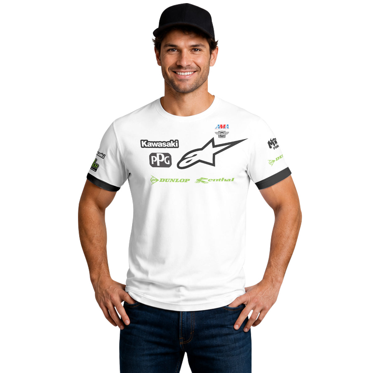 Tomac 3 Kawasaki White Black Short Sleeve Motocross Jersey - lifestyle view