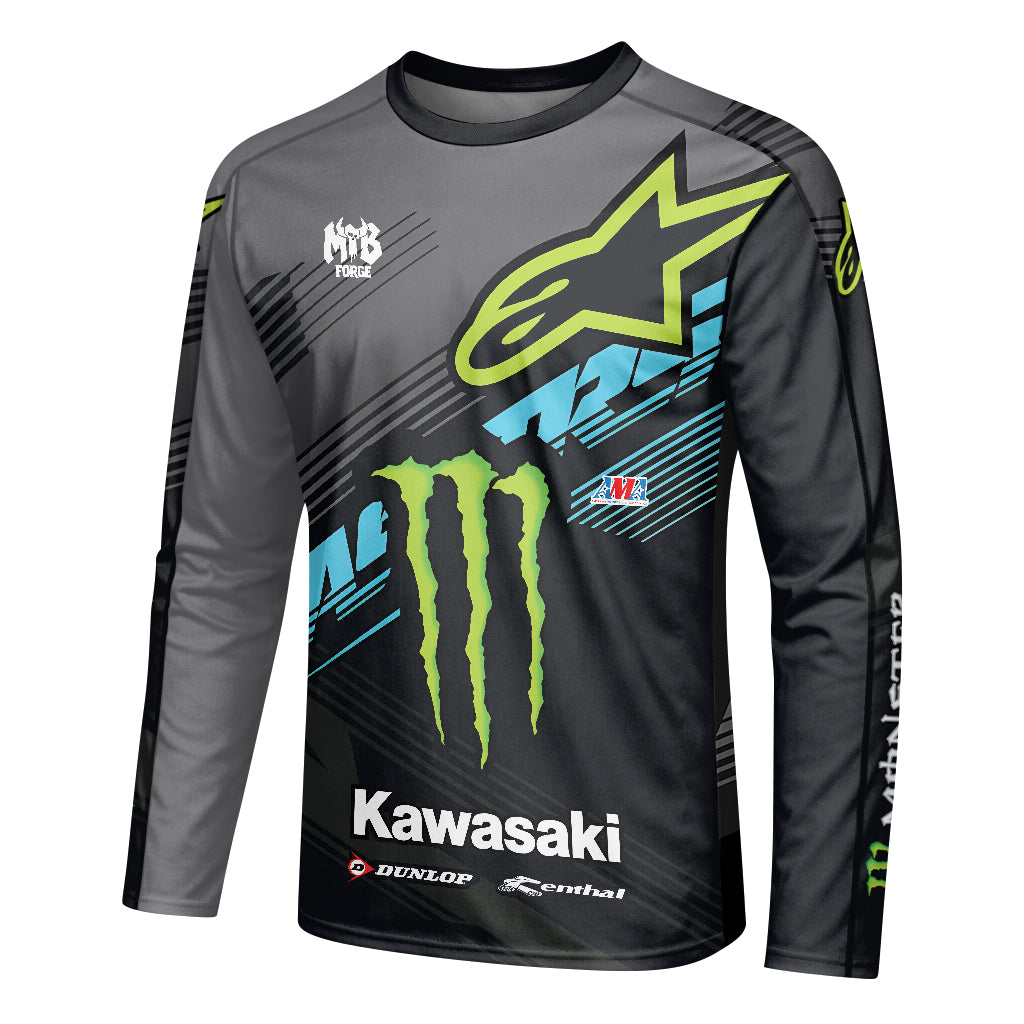 Tomac 3 Monster Energy Kawasaki Factory Long Sleeve Motocross Jersey - left side mockup