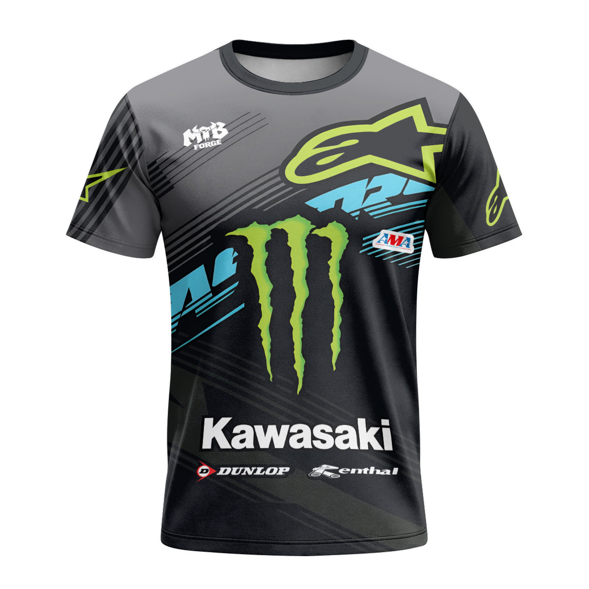 Tomac 3 Monster Energy Kawasaki Factory Short Sleeve Motocross Jersey - front view mockup