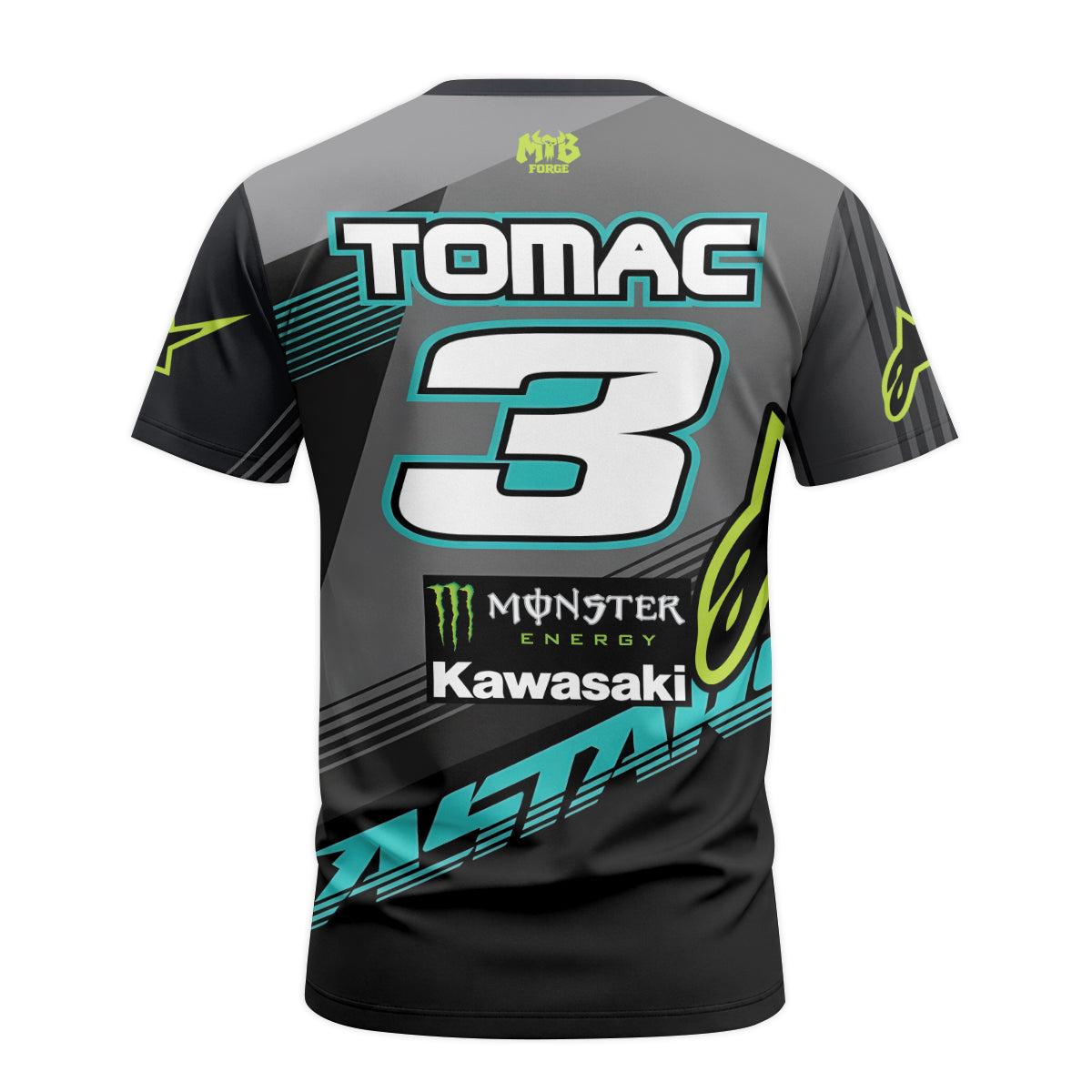 Tomac 3 Monster Energy Kawasaki Factory Short Sleeve Motocross Jersey - back view mockup