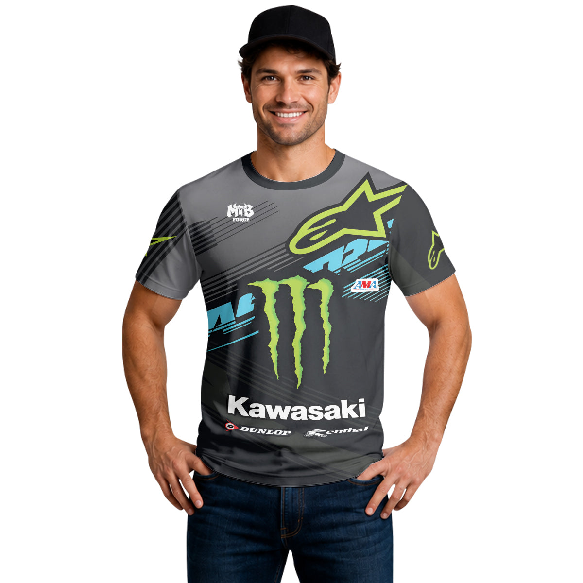 Tomac 3 Monster Energy Kawasaki Factory Short Sleeve Motocross Jersey - lifestyle view