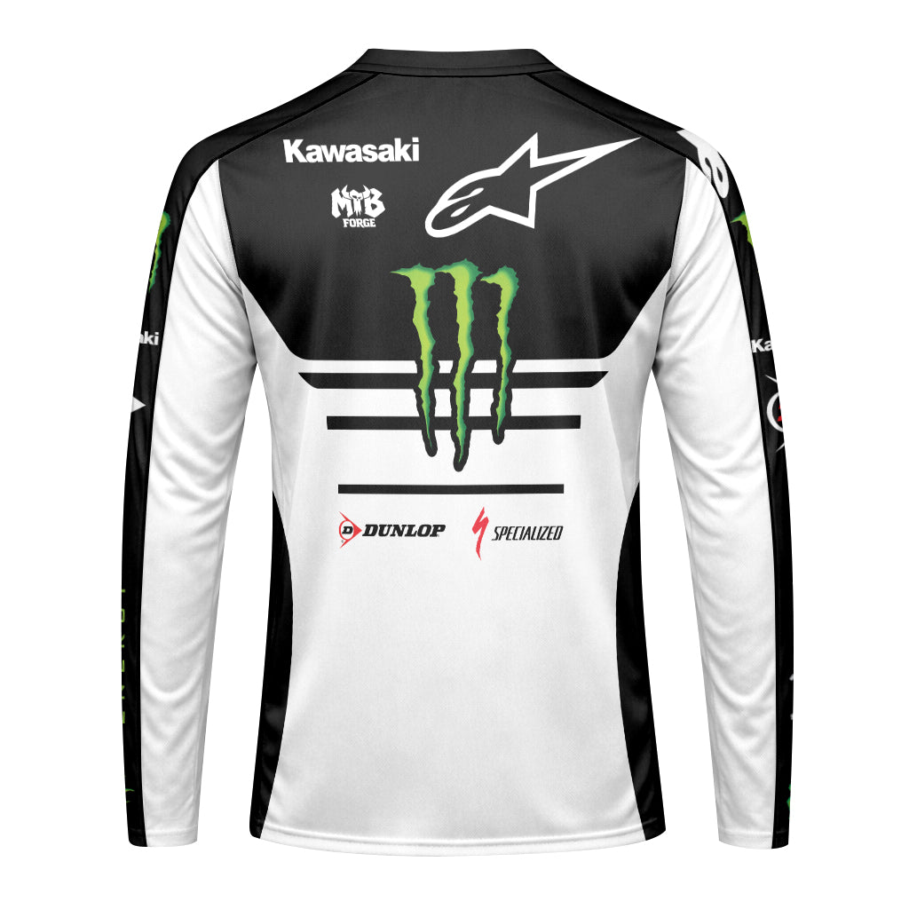 Tomac 3 Monster Kawasaki Black White Long Sleeve Motocross Jersey, L