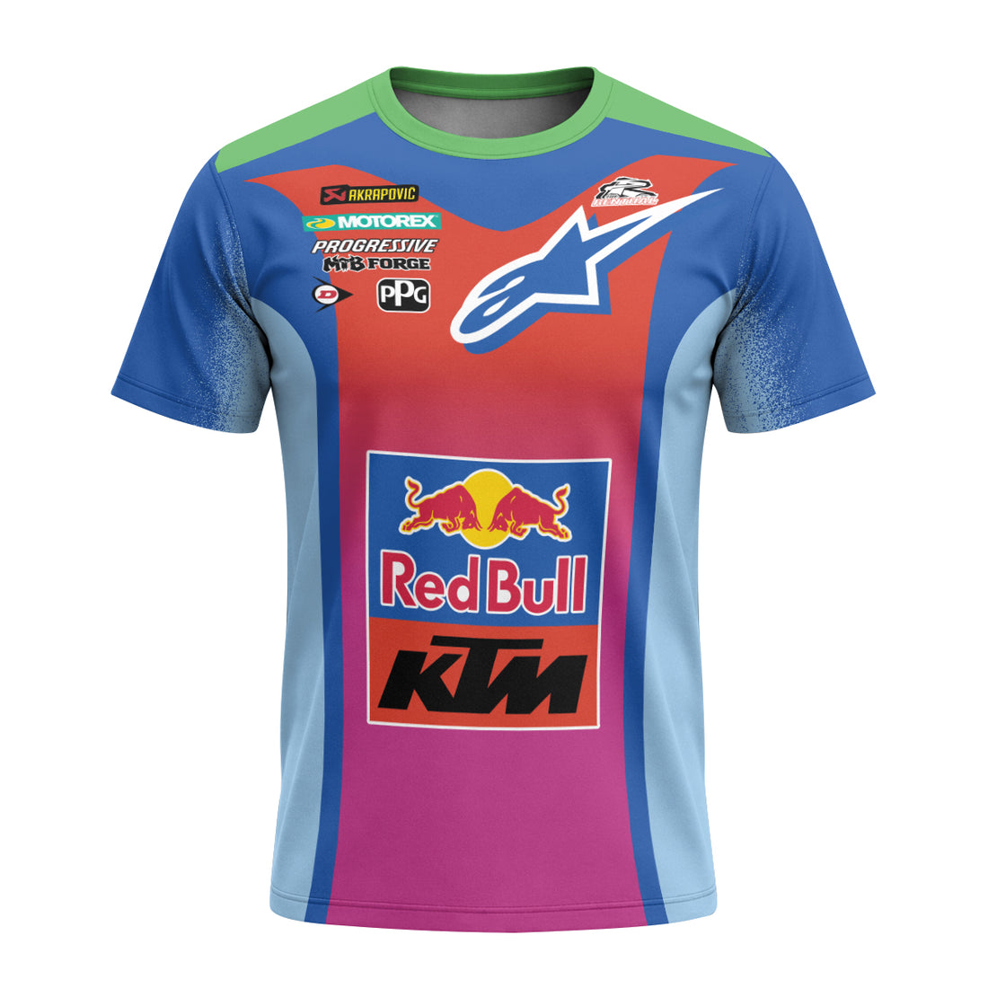 Tomac 3 Red Bull KTM Blue Pink Short Sleeve Motocross Jersey - front and back view