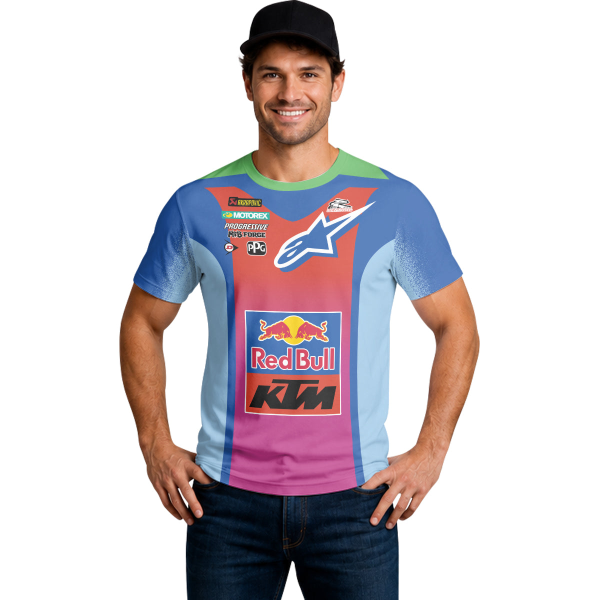 Tomac 3 Red Bull KTM Blue Pink Short Sleeve Motocross Jersey - lifestyle view