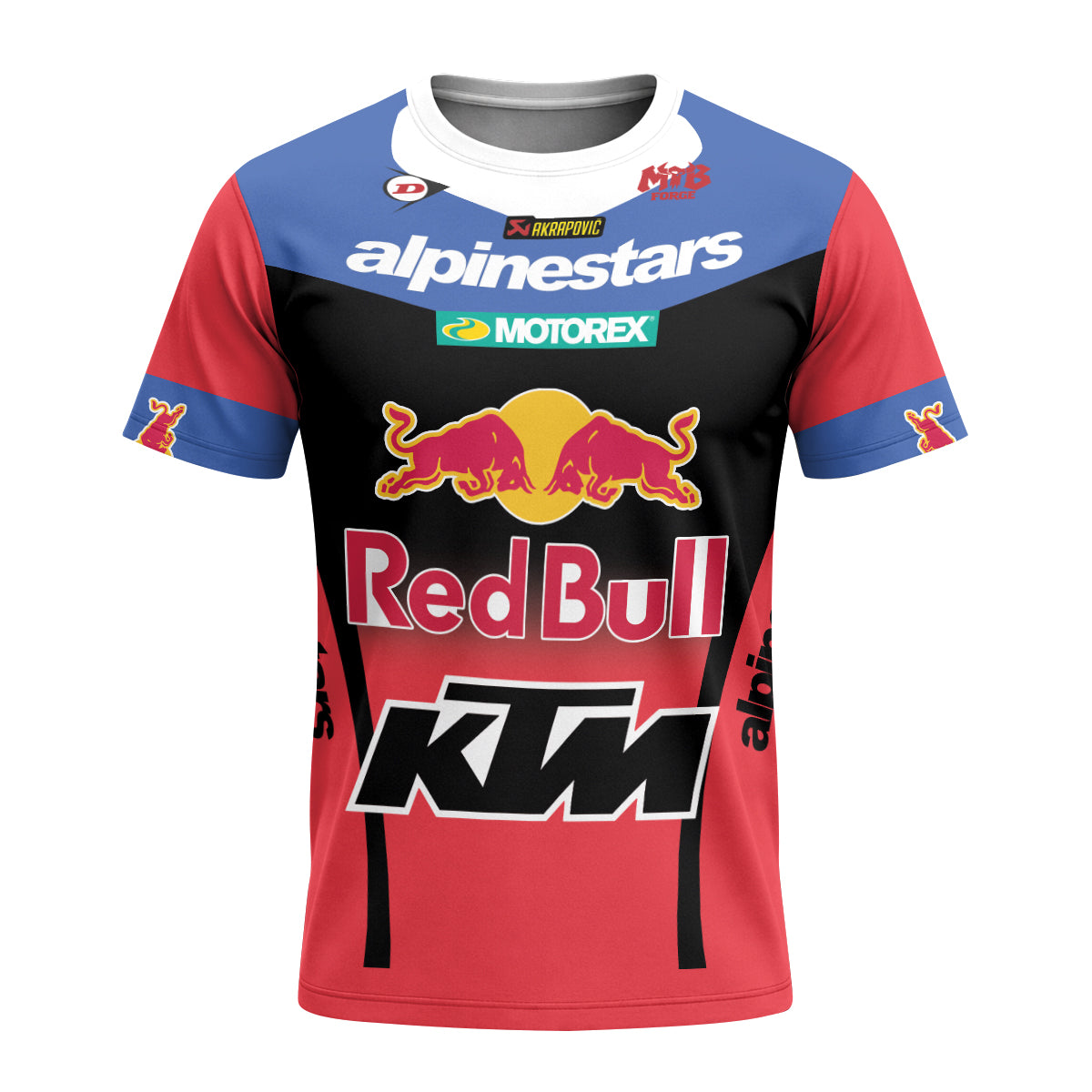 Tomac 3 Red Bull KTM Blue Red Short Sleeve Motocross Jersey - front view mockup