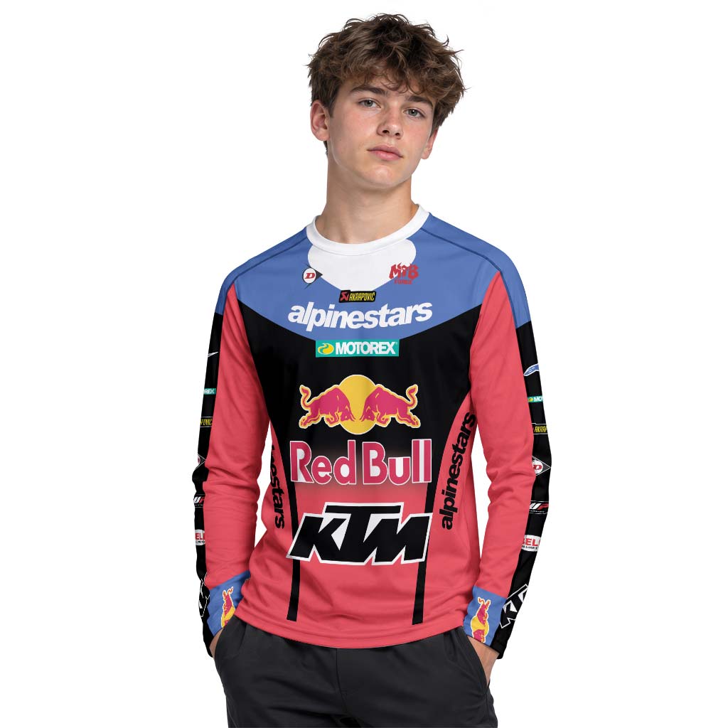 Tomac 3 Red Bull KTM Blue Red Youth Long Sleeve Motocross Jersey – Girl Lifestyle View