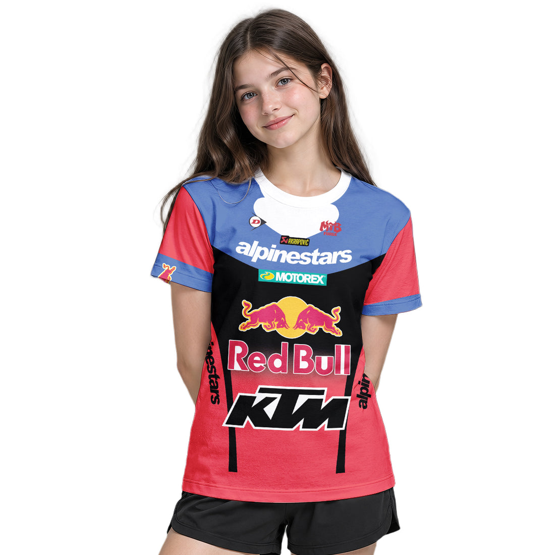 Tomac 3 Red Bull KTM Blue Red Youth Short Sleeve Motocross Jersey – Boy Lifestyle View