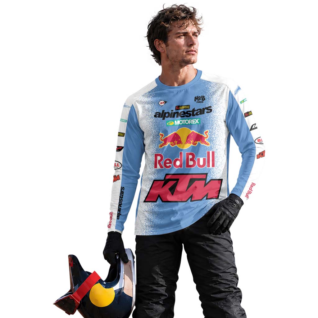 Tomac 3 Red Bull KTM Blue White Long Sleeve Motocross Jersey - lifestyle view