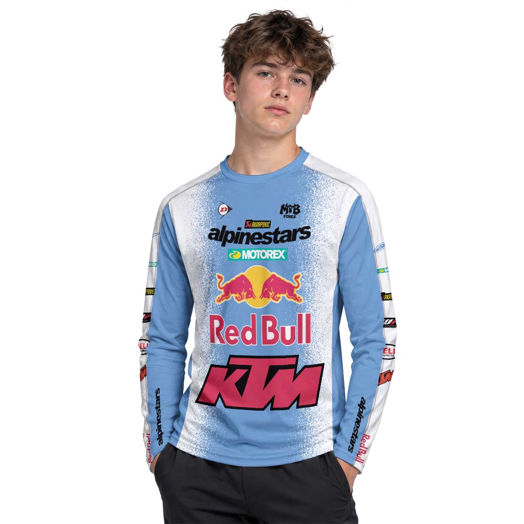 Tomac 3 Red Bull KTM Blue White Youth Long Sleeve Motocross Jersey – Boy Lifestyle View