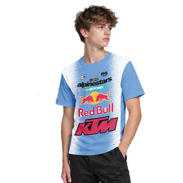 Tomac 3 Red Bull KTM Blue White Youth Short Sleeve Motocross Jersey – Boy Lifestyle View