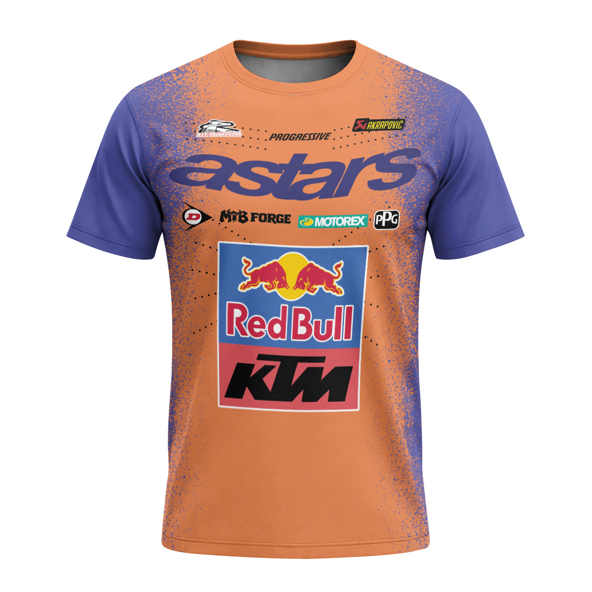 Tomac 3 Red Bull KTM Orange Blue Short Sleeve Motocross Jersey - front view mockup