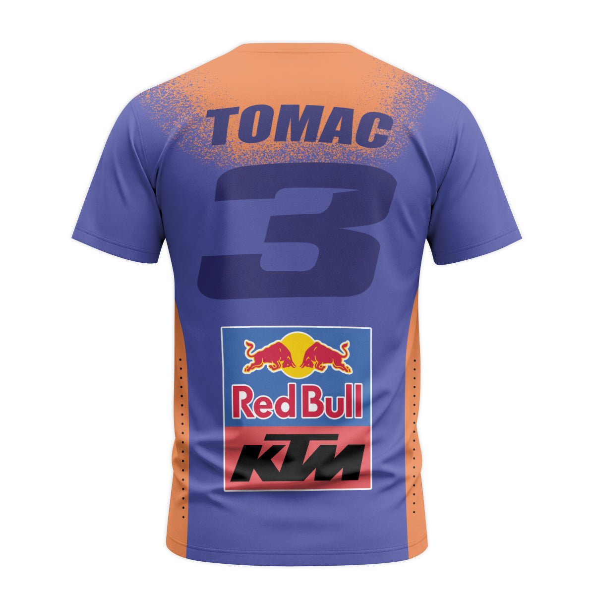 Tomac 3 Red Bull KTM Orange Blue Short Sleeve Motocross Jersey - back view mockup