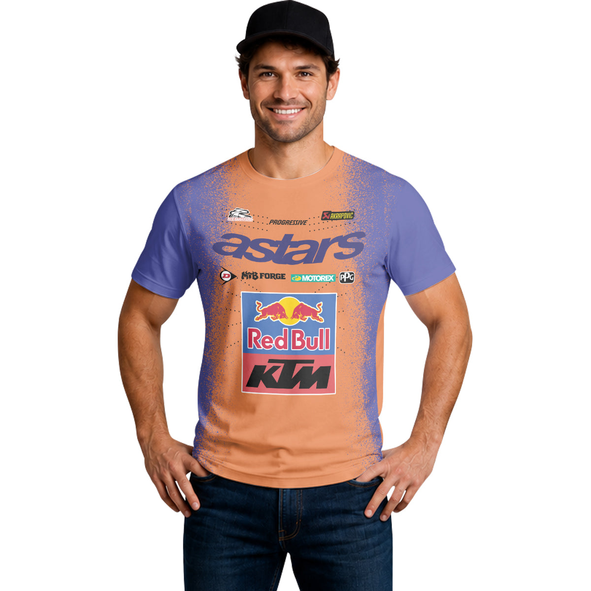 Tomac 3 Red Bull KTM Orange Blue Short Sleeve Motocross Jersey - lifestyle view