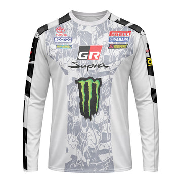 Toyota GR Supra Monster Energy White Long Sleeve Motocross Jersey - front view mockup