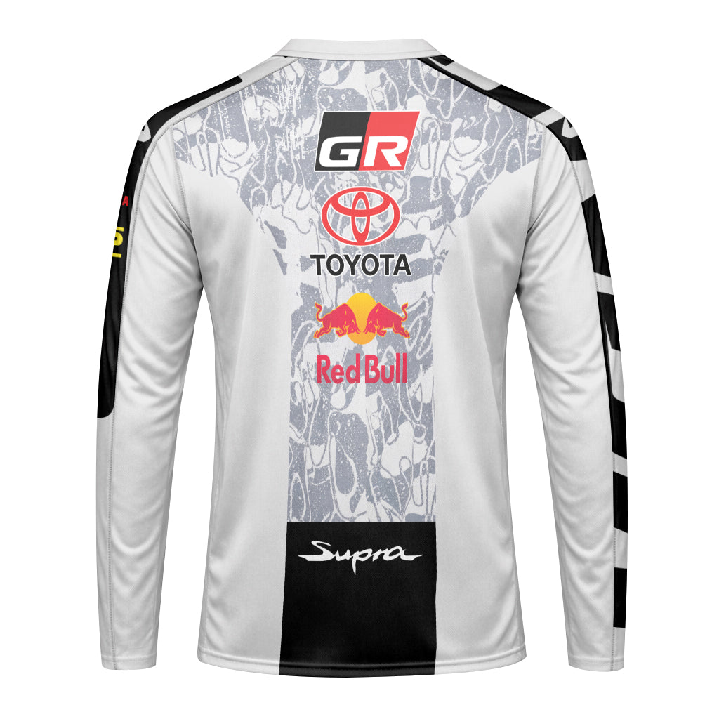 Toyota GR Supra Monster Energy White Long Sleeve Motocross Jersey - back view mockup