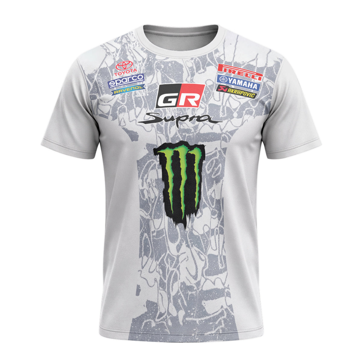 Toyota GR Supra Monster Energy White Short Sleeve Motocross Jersey - front view mockup