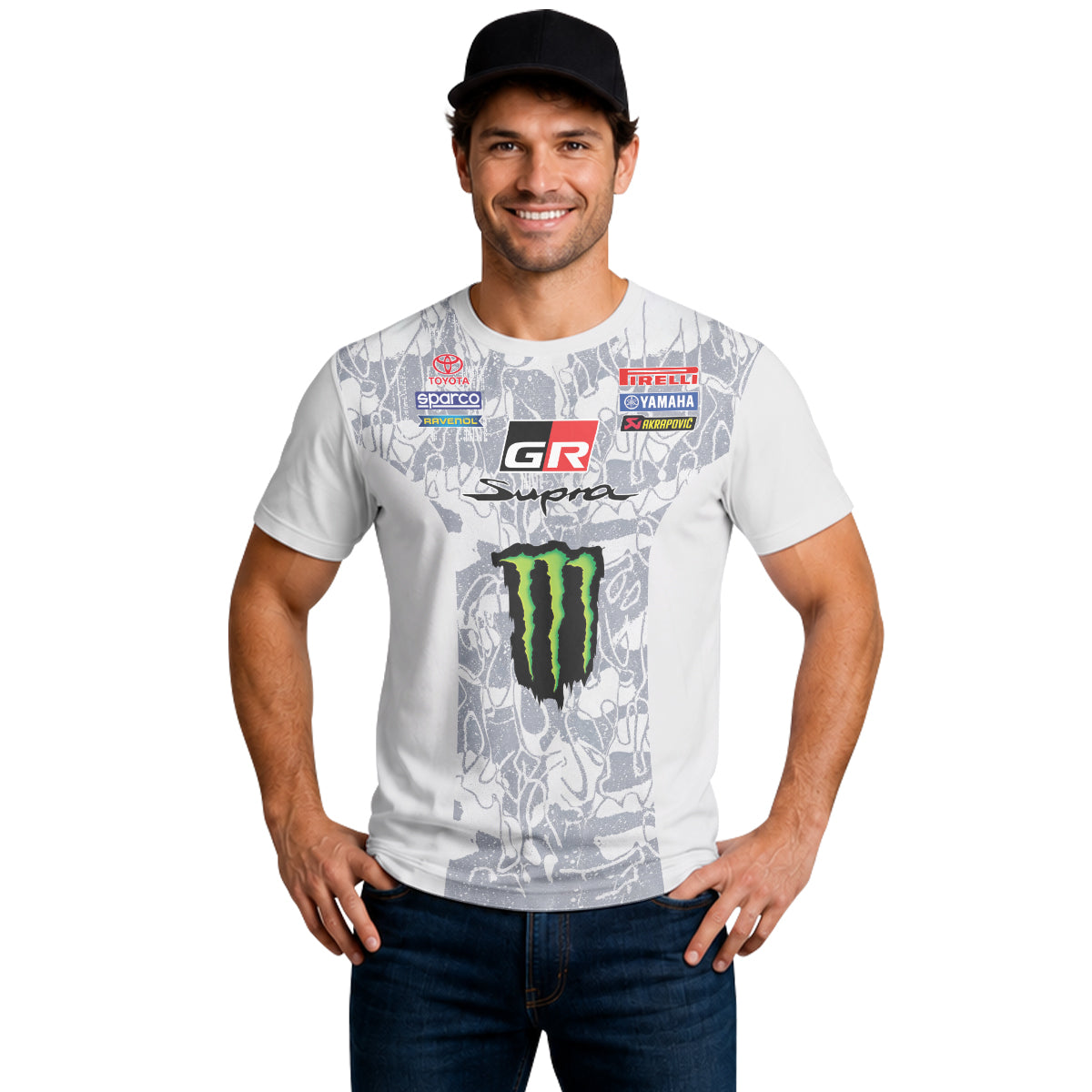 Toyota GR Supra Monster Energy White Short Sleeve Motocross Jersey - lifestyle view