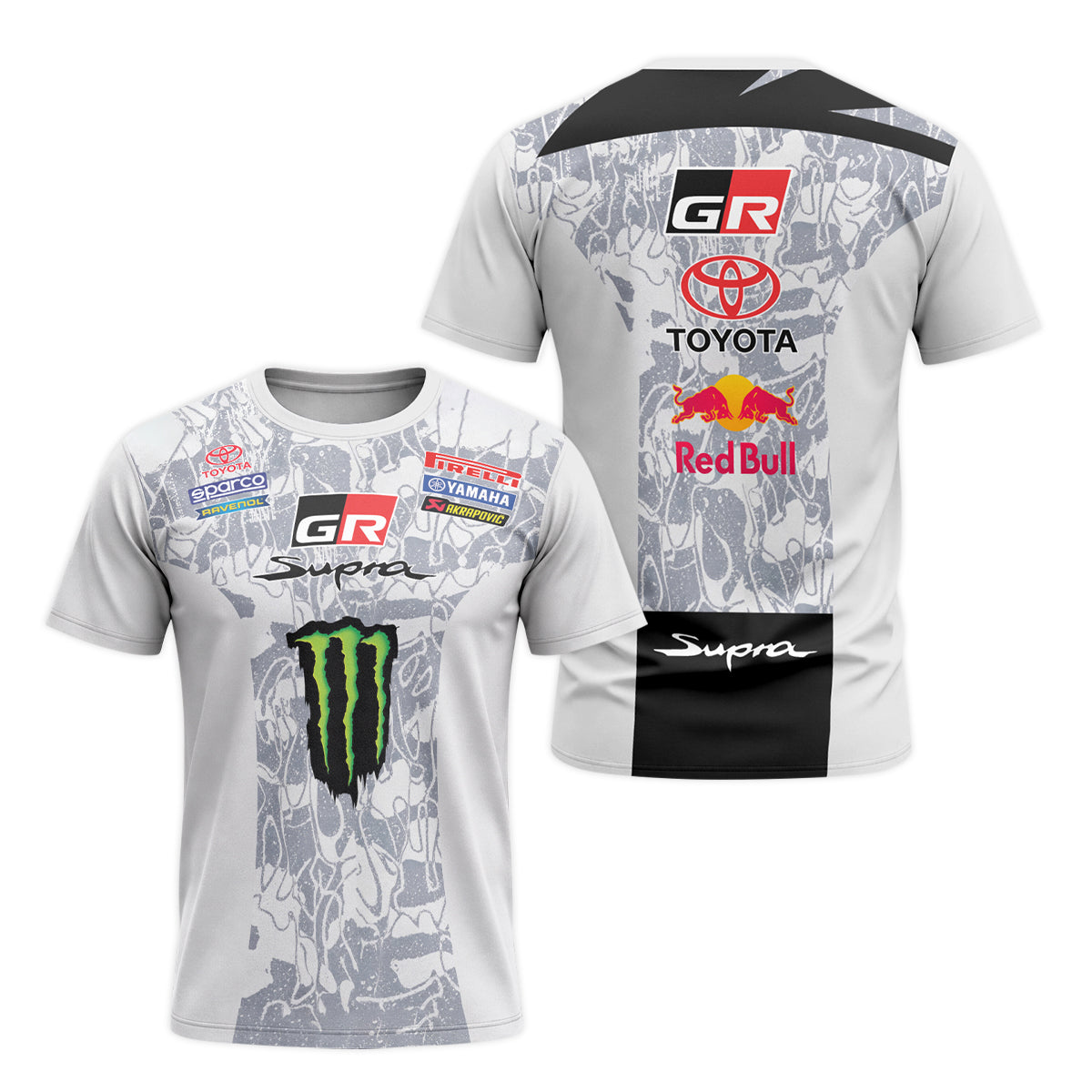 Toyota GR Supra Monster Energy White Short Sleeve Motocross Jersey - front and back view