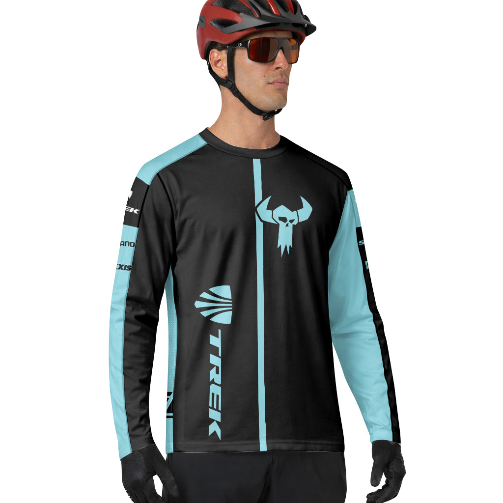 Trek Black Aqua Long Sleeve Mountain Bike Jersey – Lifestyle View