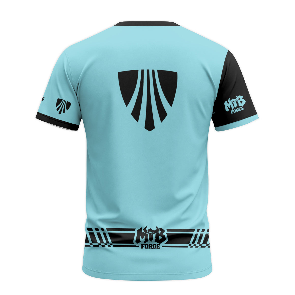 Trek Black Aqua Short Sleeve Mountain Bike Jersey – Back View Mockup