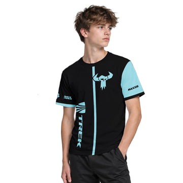 Trek Black Aqua Youth Short Sleeve Mountain Bike Jersey – Boy Lifestyle View