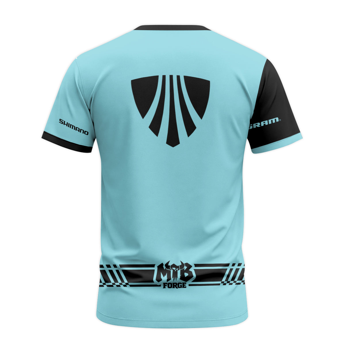 Trek Black Aqua Youth Short Sleeve Mountain Bike Jersey – Back View Mockup