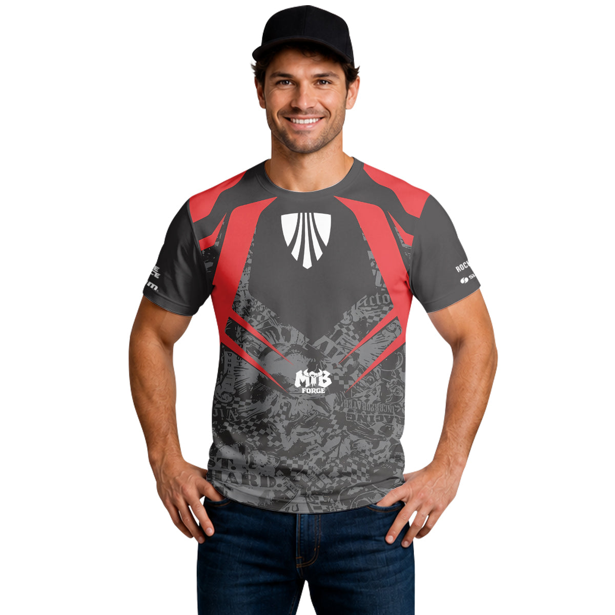 Trek Red Black Graphic Short Sleeve Mountain Bike Jersey – Lifestyle View