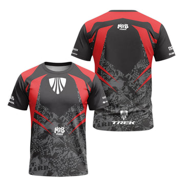 Trek Red Black Graphic Short Sleeve Mountain Bike Jersey – Front and Back View