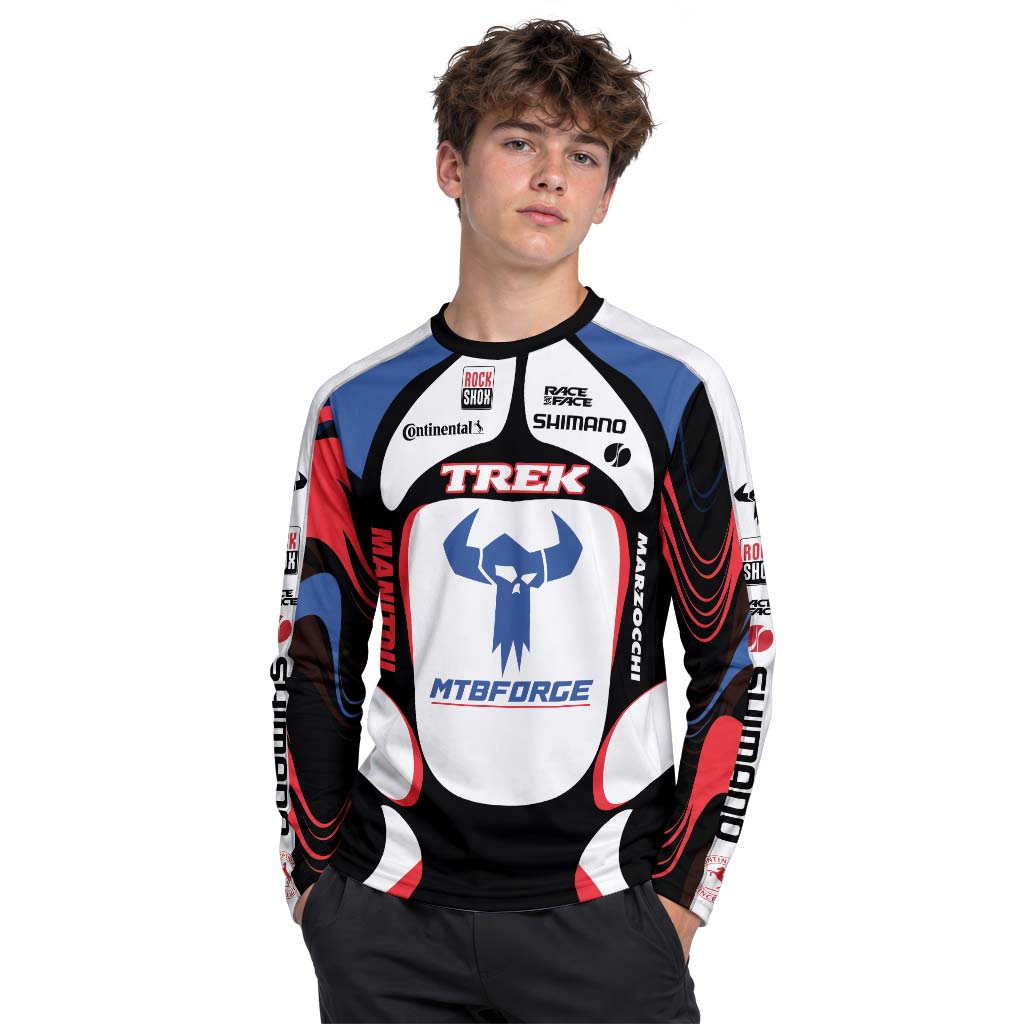 Trek Retro Team Racing Youth Long Sleeve Mountain Bike Jersey – Boy Lifestyle View