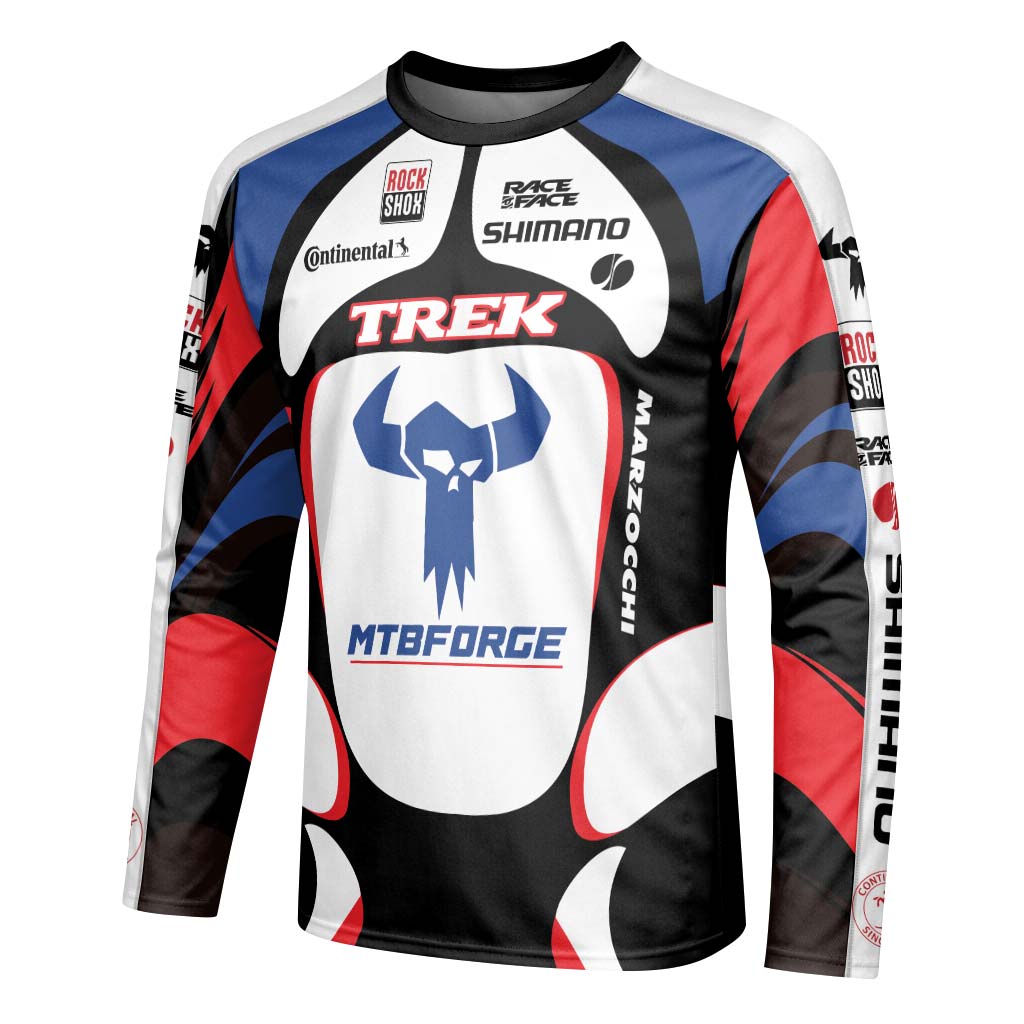 Trek Retro Team Racing Youth Long Sleeve Mountain Bike Jersey – Left Side View Mockup