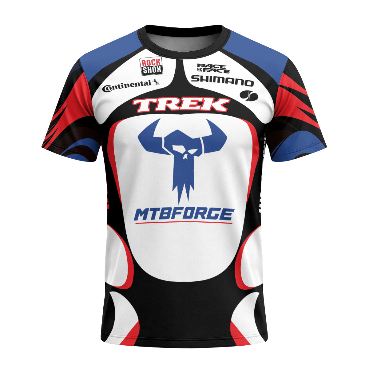 Trek Retro Team Racing Youth Short Sleeve Mountain Bike Jersey – Front View Mockup