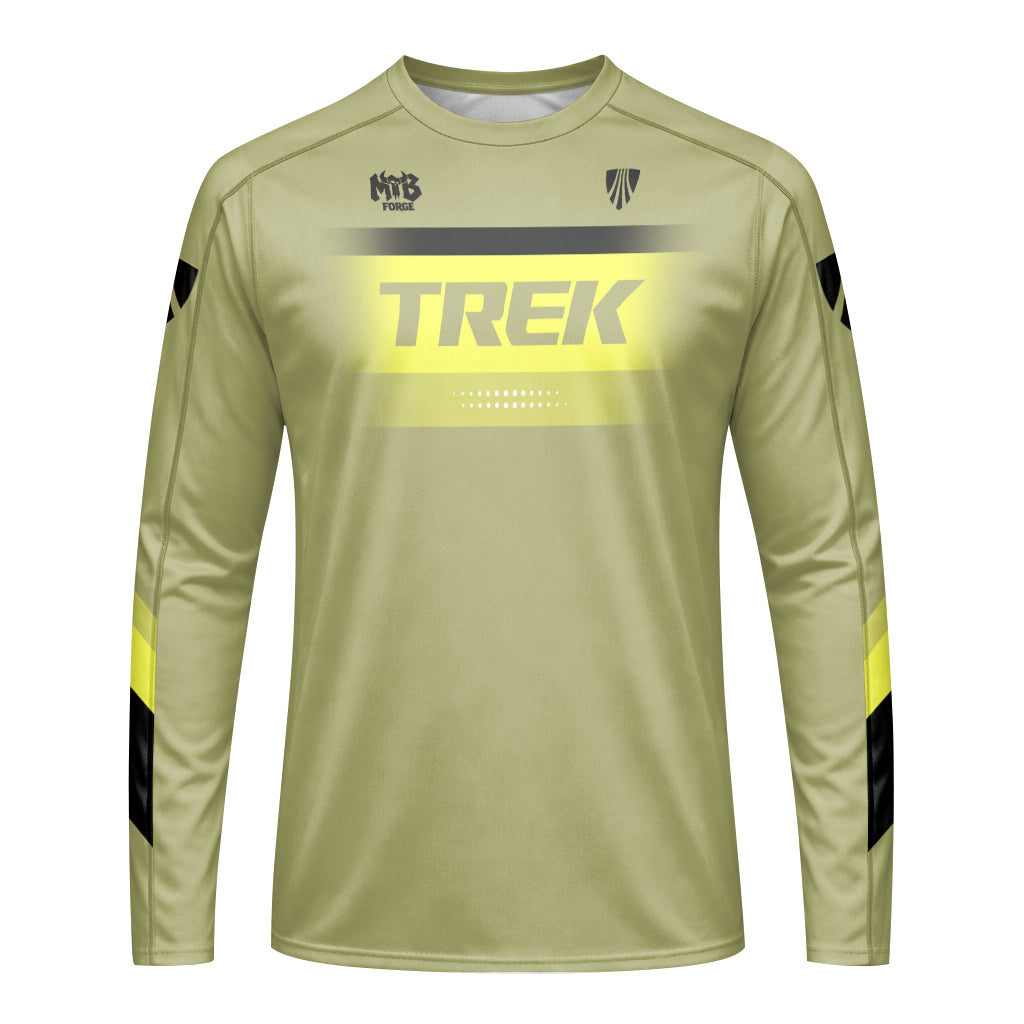 Trek SRAM Olive Green Factory Long Sleeve Mountain Bike Jersey - front view mockup