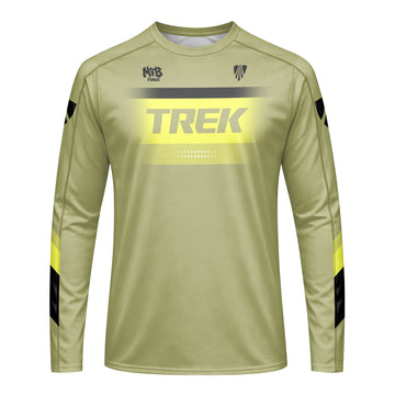 Trek SRAM Olive Green Factory Long Sleeve Mountain Bike Jersey - front view mockup