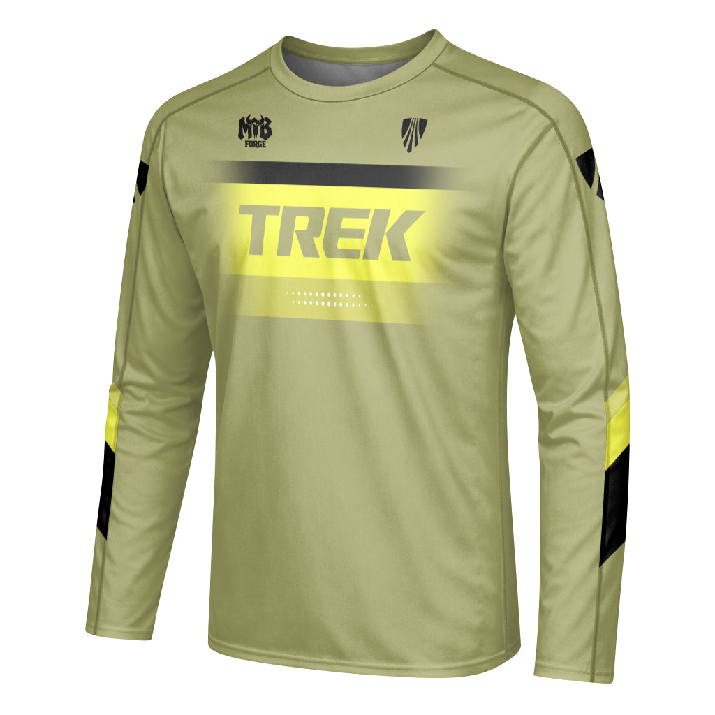 Trek SRAM Olive Green Factory Long Sleeve Mountain Bike Jersey - left side mockup