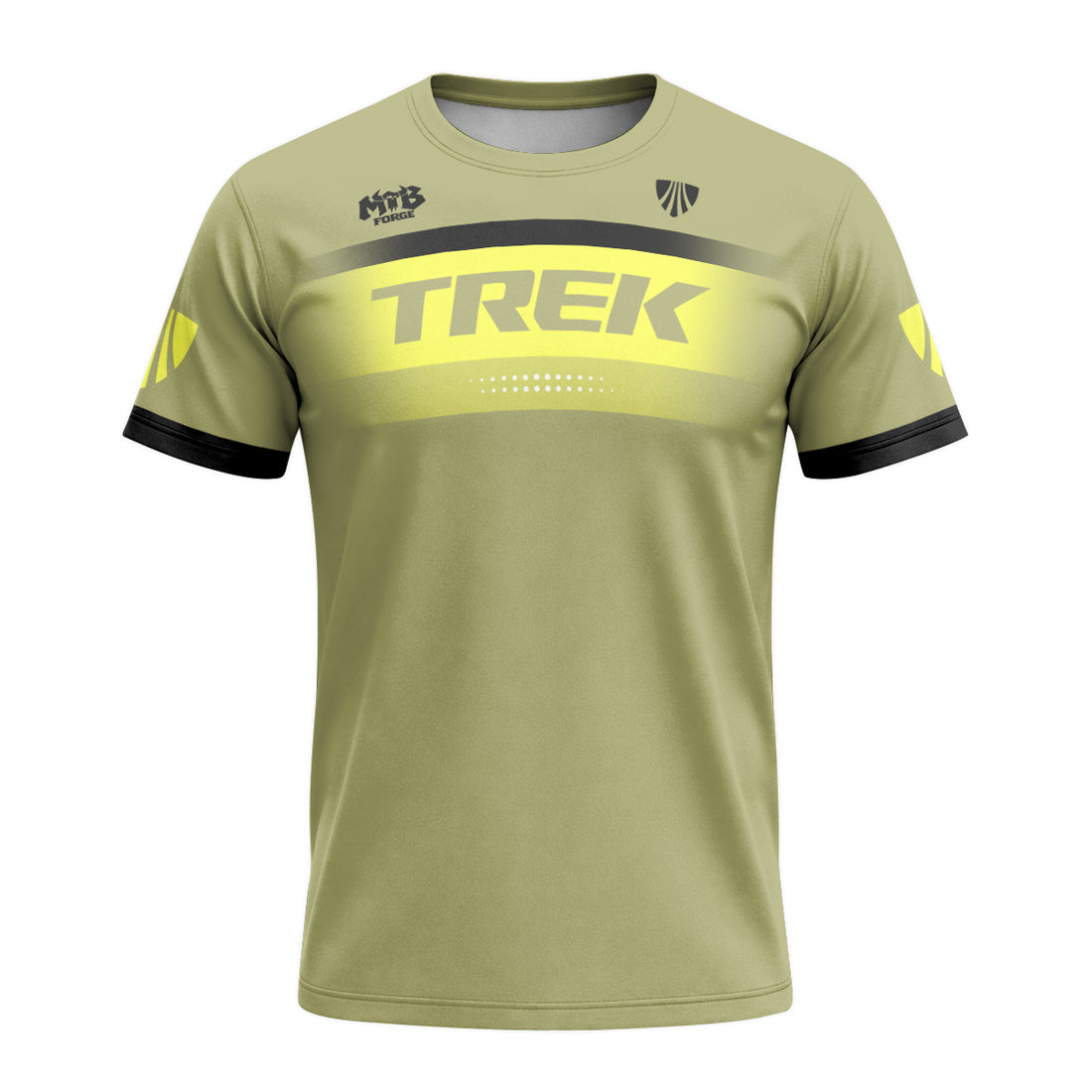 Trek SRAM Olive Green Factory Short Sleeve Mountain Bike Jersey - front and back view