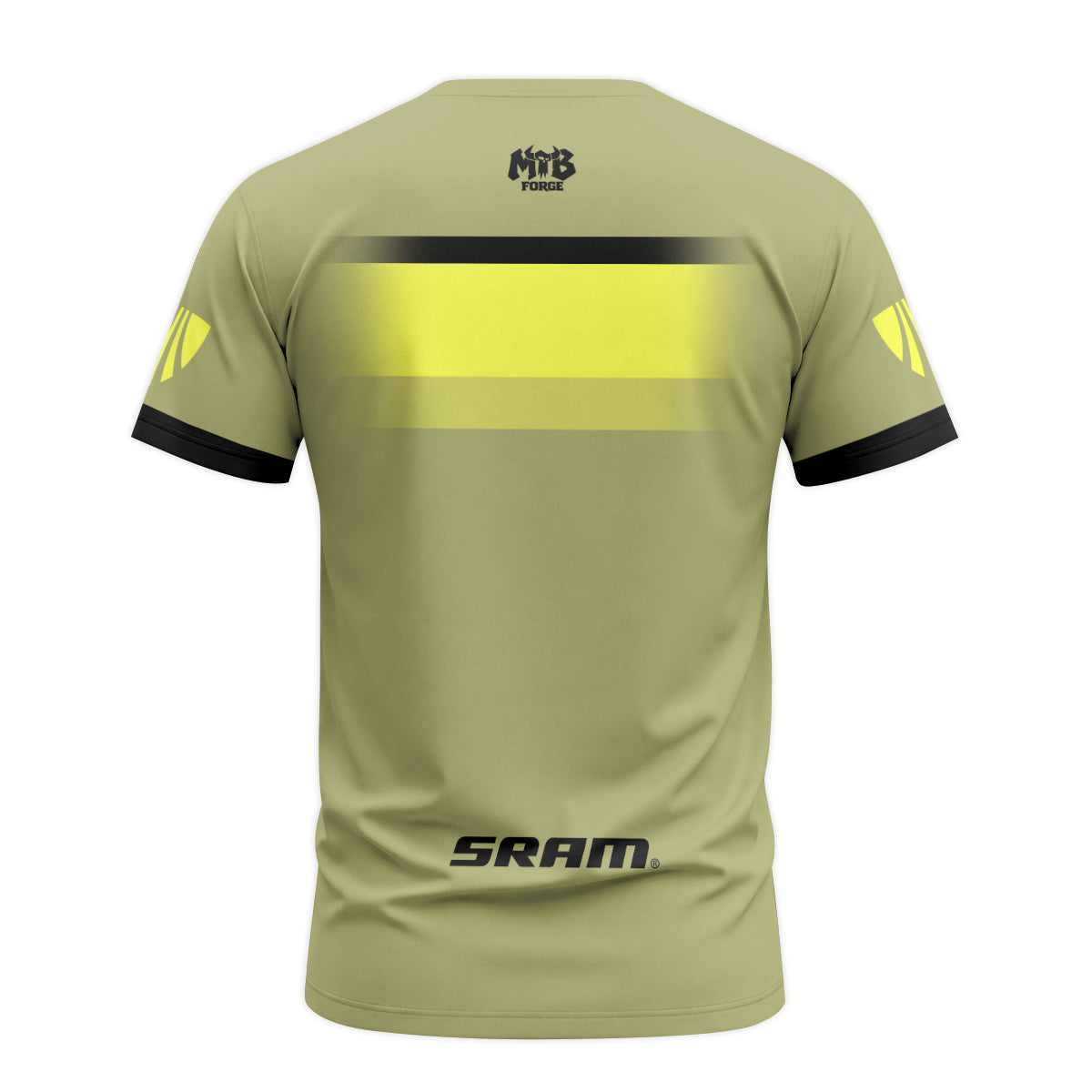 Trek SRAM Olive Green Factory Short Sleeve Mountain Bike Jersey - back view mockup