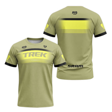 Trek SRAM Olive Green Factory Short Sleeve Mountain Bike Jersey - front and back view