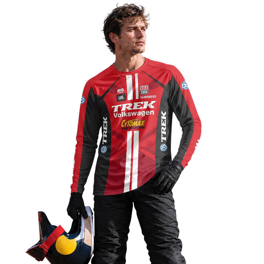 Trek Volkswagen Red Black Long Sleeve Motocross Jersey – Lifestyle View